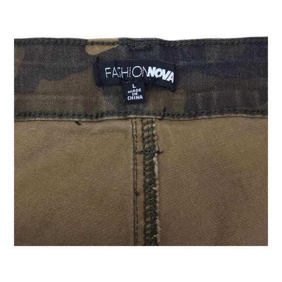 Fashion Nova Mens Camouflage Cargo Pants Size L Elastic Leg Opening - Picture 7 of 12
